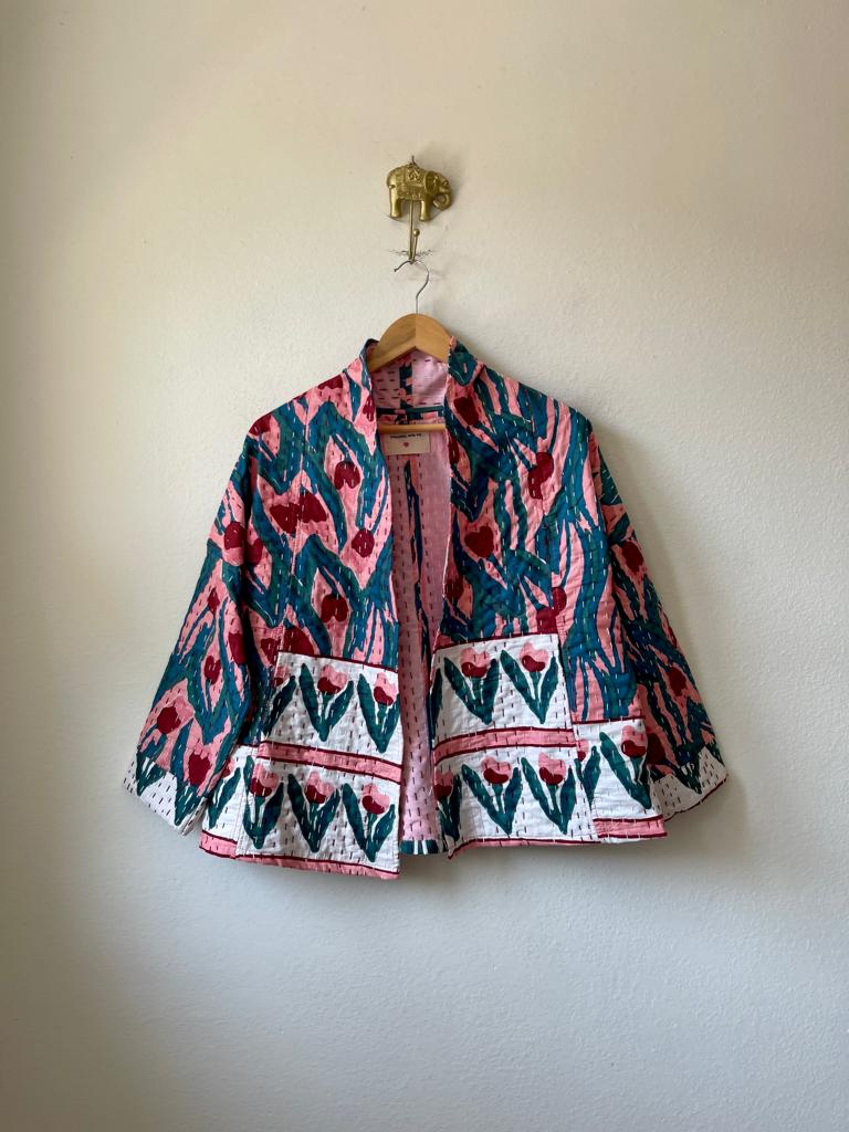 Short Kantha Kimono Jacket