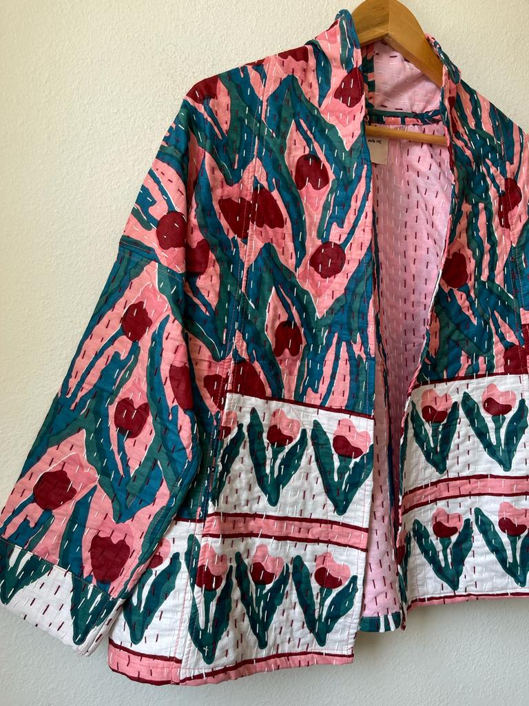 Short Kantha Kimono Jacket