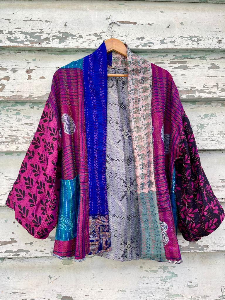 Silk vintage kantha kimono