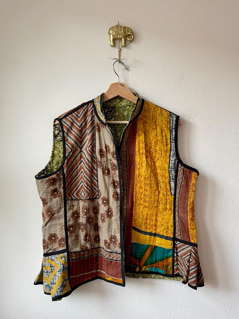 Vintage kantha reversible vest