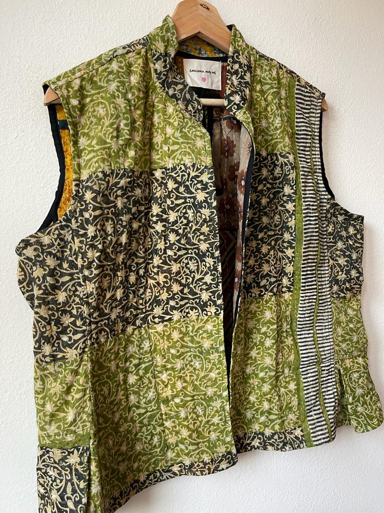 Vintage kantha reversible vest