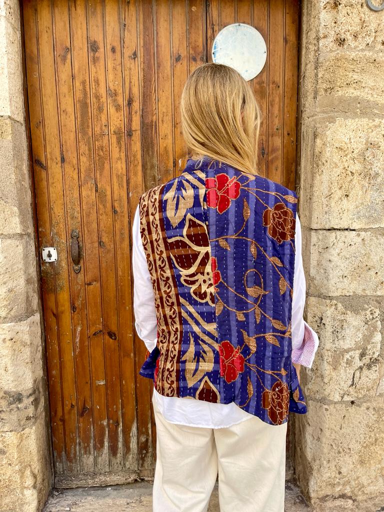 Vintage kantha reversible vest