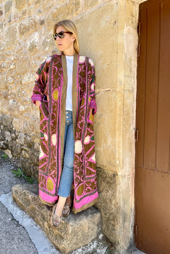 long Vintage Suzani Kimono