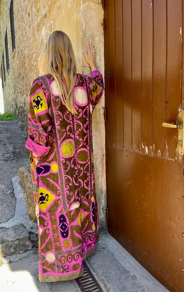 long Vintage Suzani Kimono