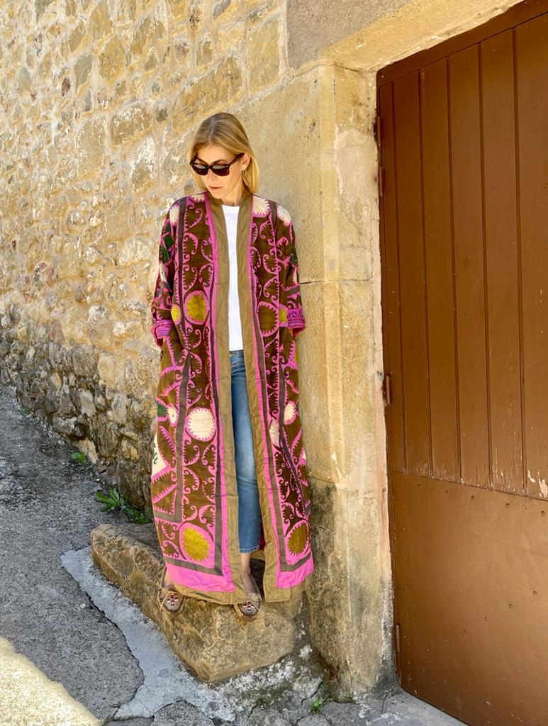 long Vintage Suzani Kimono