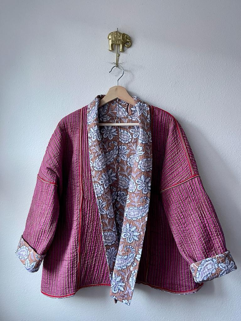 Quilted kimono reversible