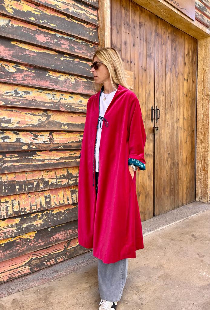 Cherry velvet reversible kimono