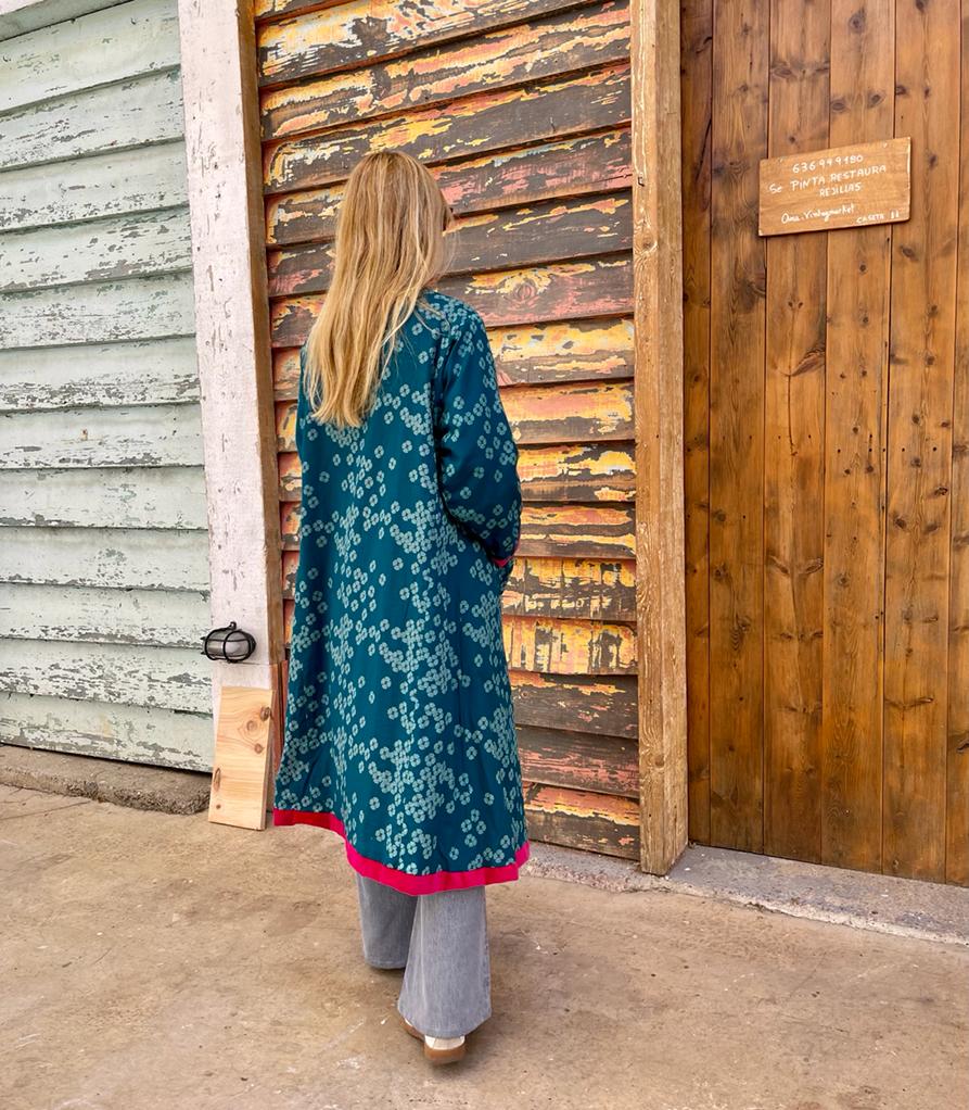 Cherry velvet reversible kimono