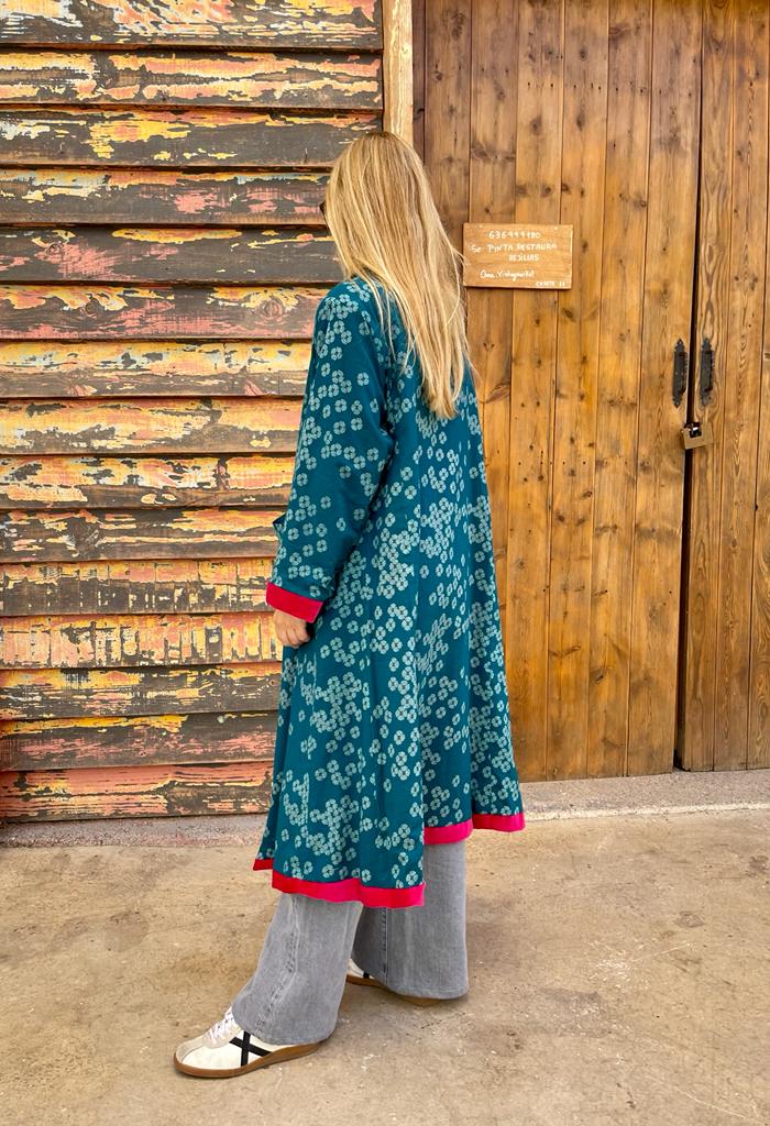 Cherry velvet reversible kimono
