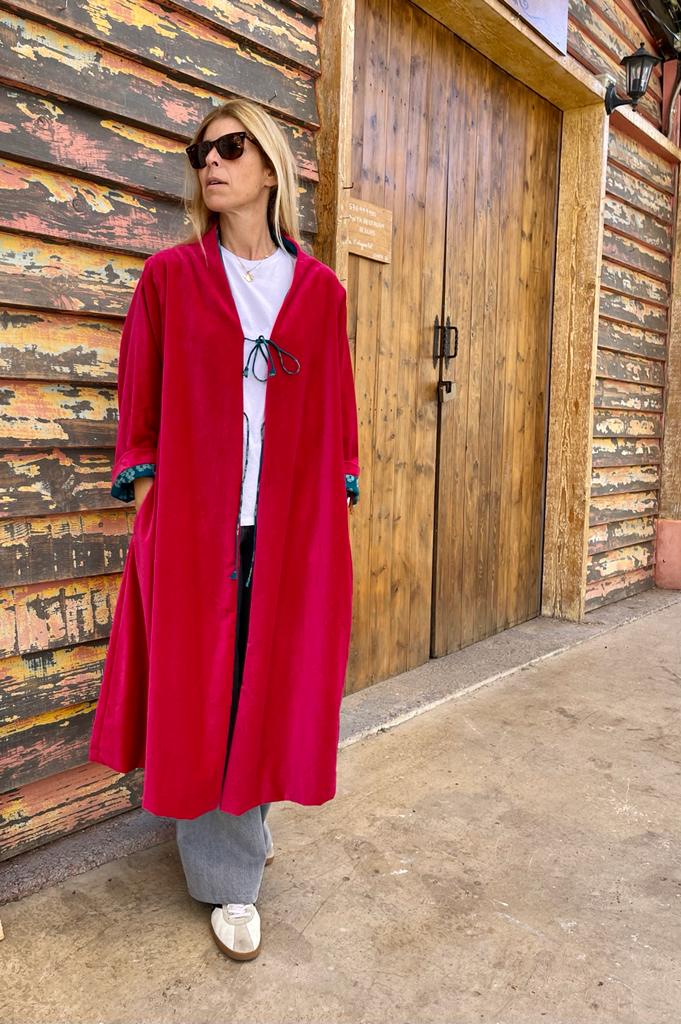 Cherry velvet reversible kimono