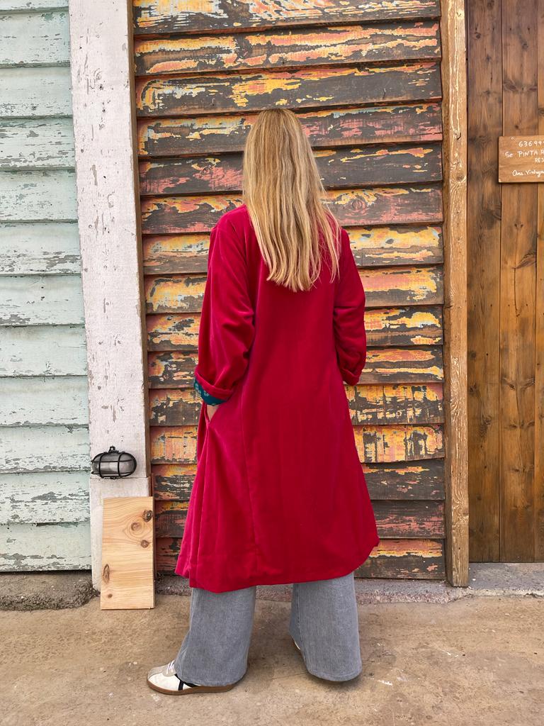 Cherry velvet reversible kimono