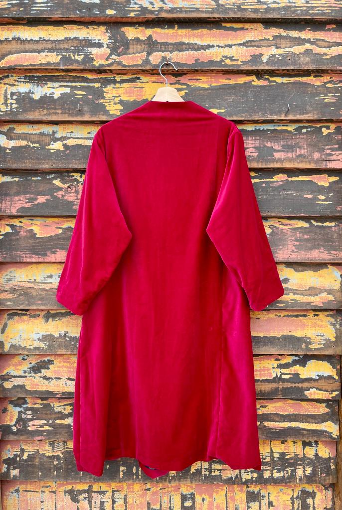 Cherry velvet reversible kimono