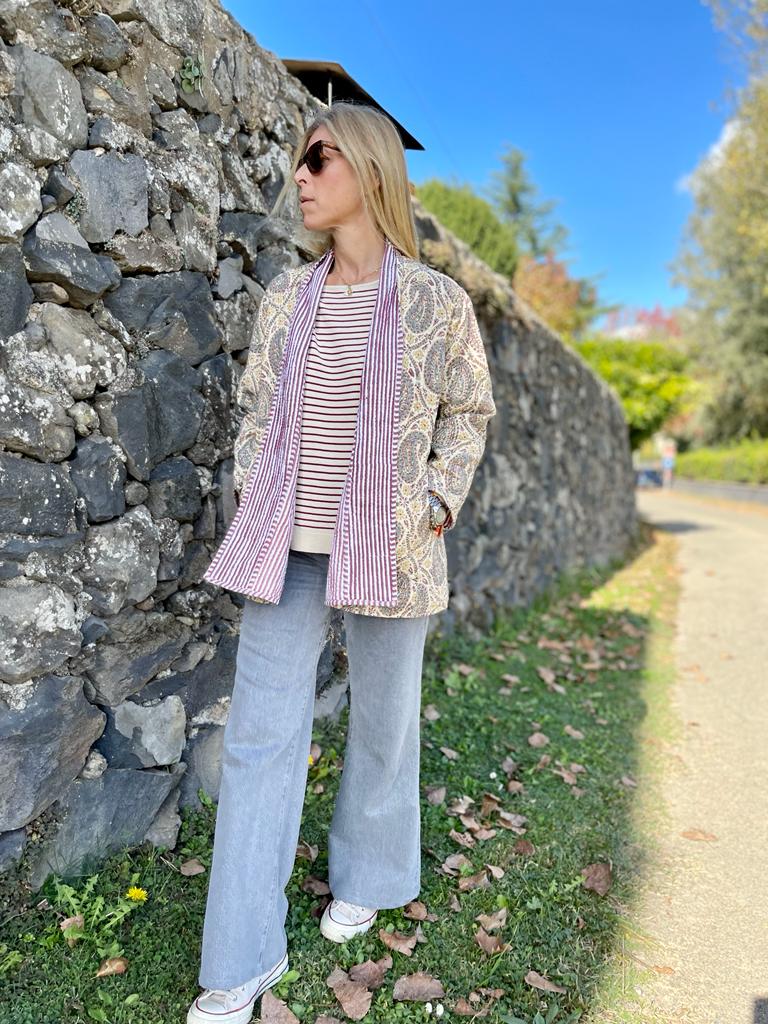 Block Print Quilted Reversible Kimono