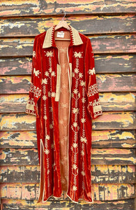 Silk velvet embroidered kimono
