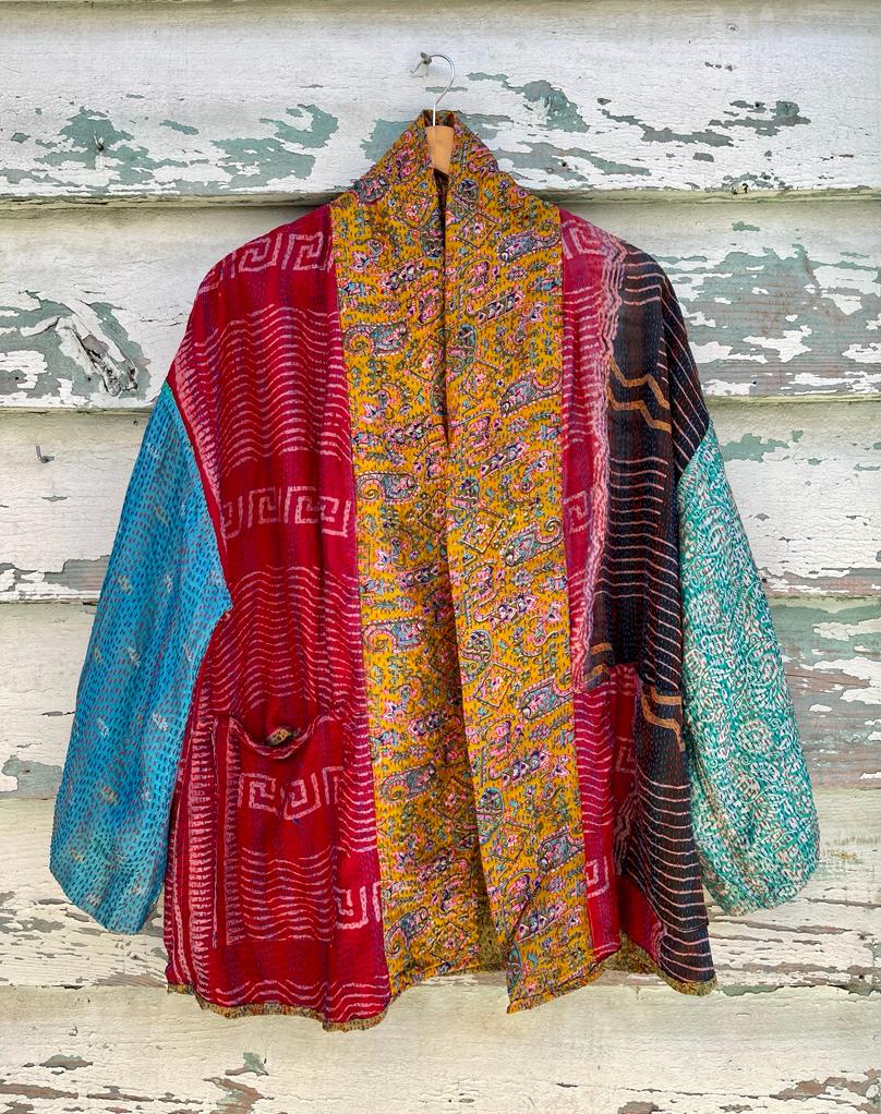 Silk vintage kantha kimono
