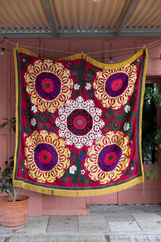 Vintage Red Suzani Quilt