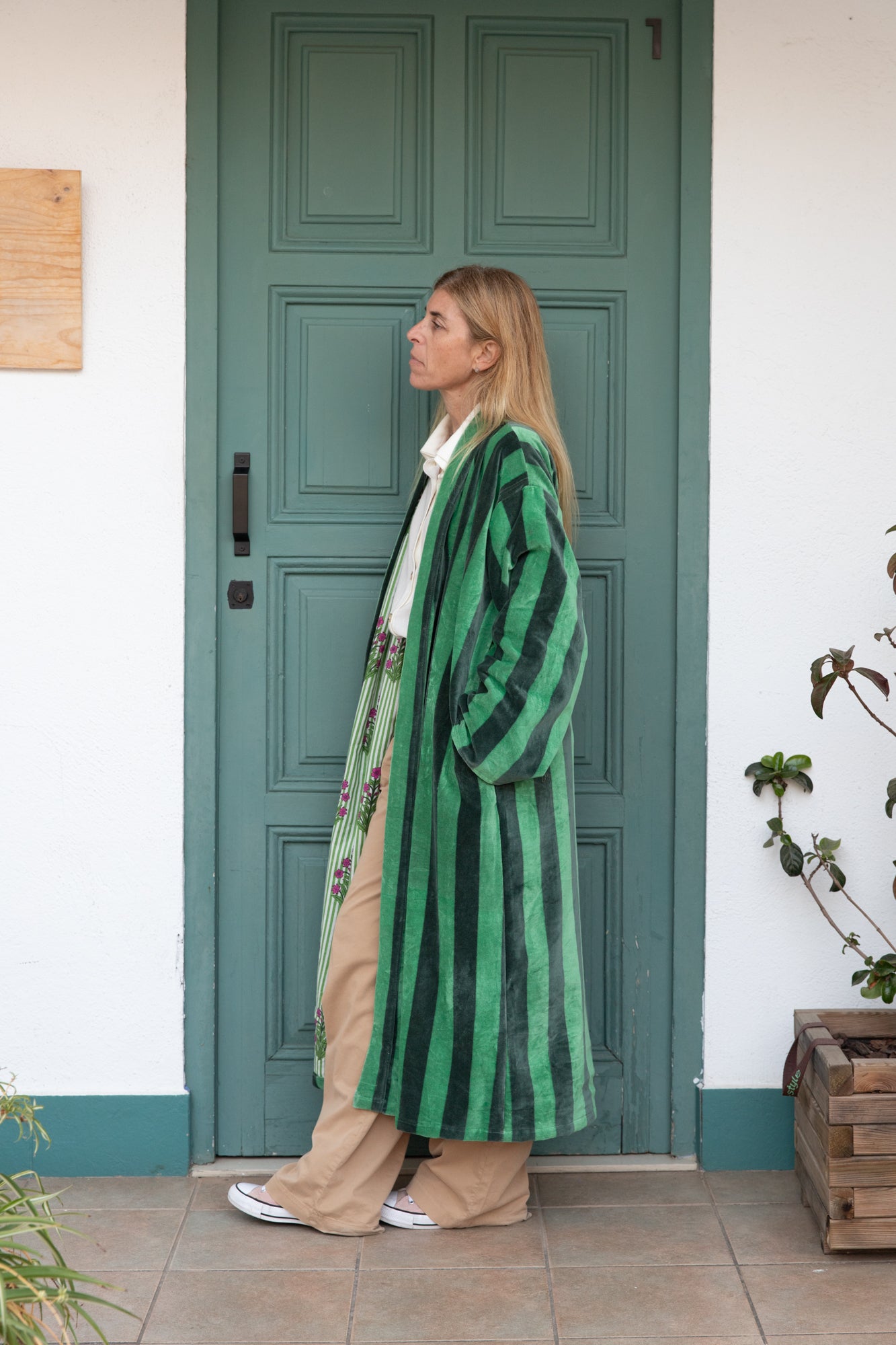 Velvet Stripe Long Jacket
