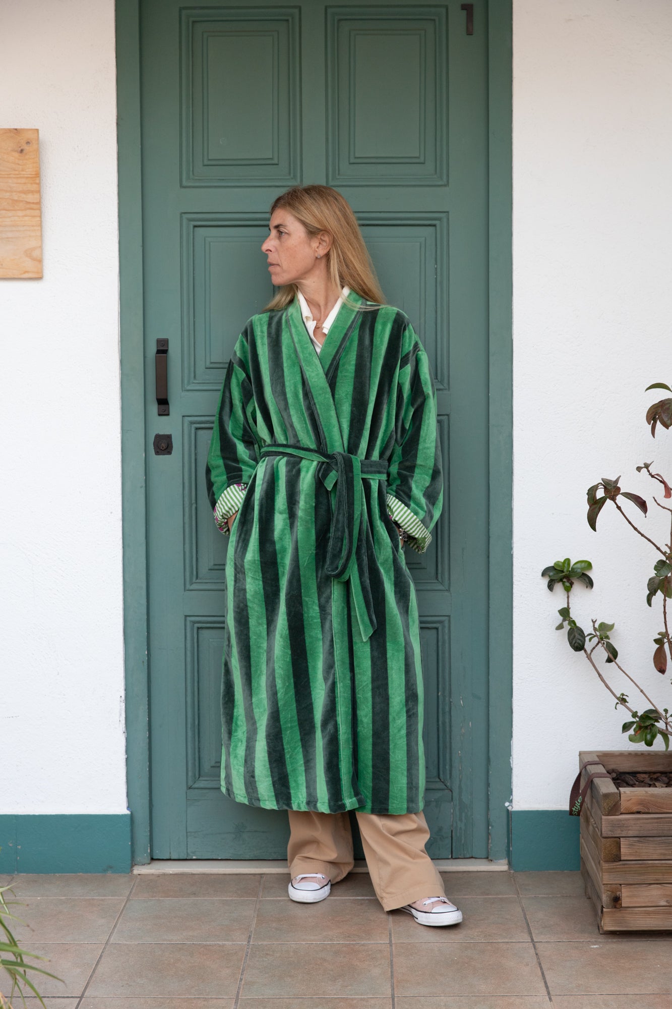 Velvet Stripe Long Jacket