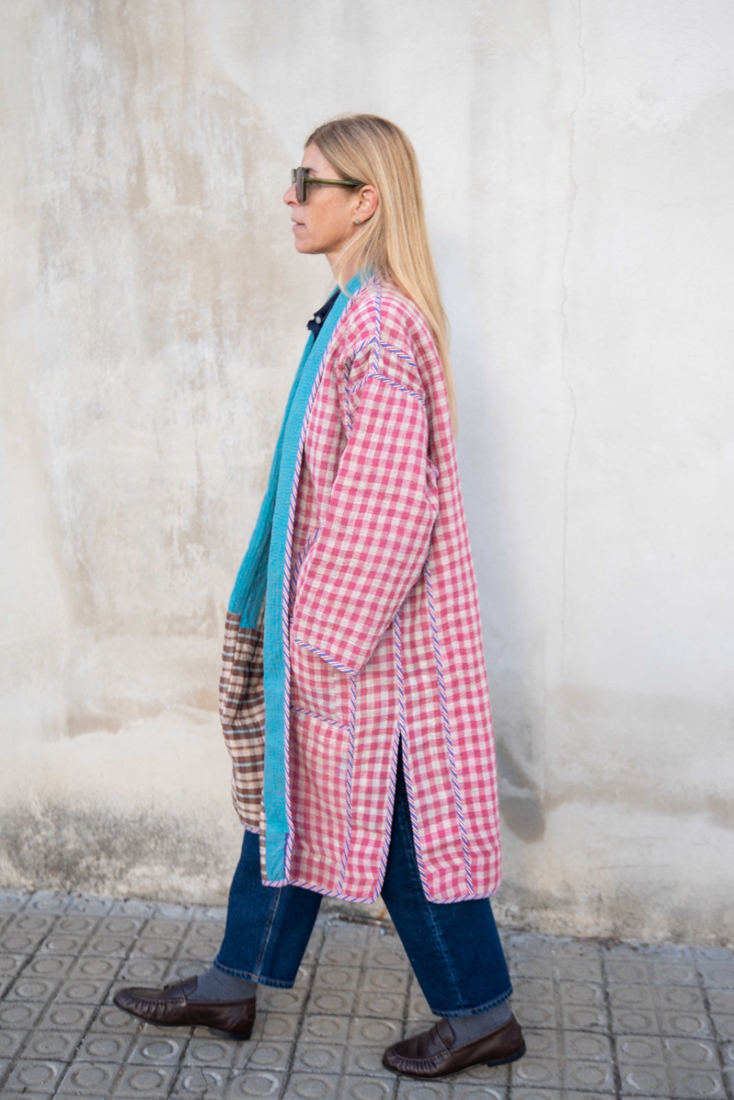Reversible old kantha Kimono