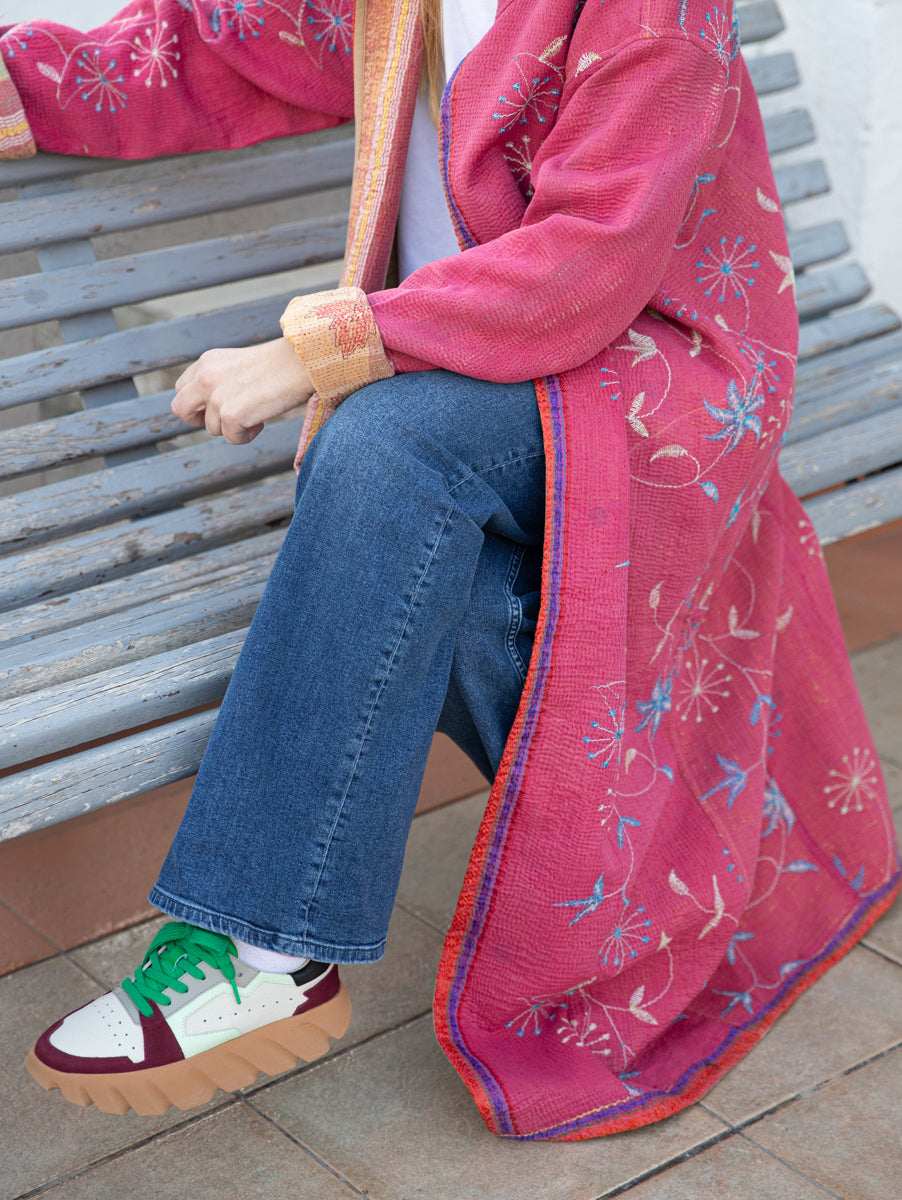 Reversible vintage kantha coat