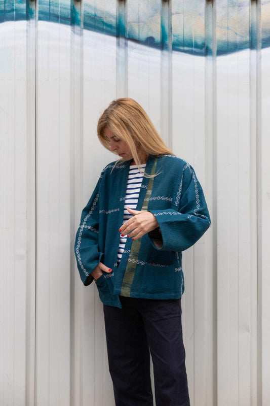 Old Kantha reversible short jacket