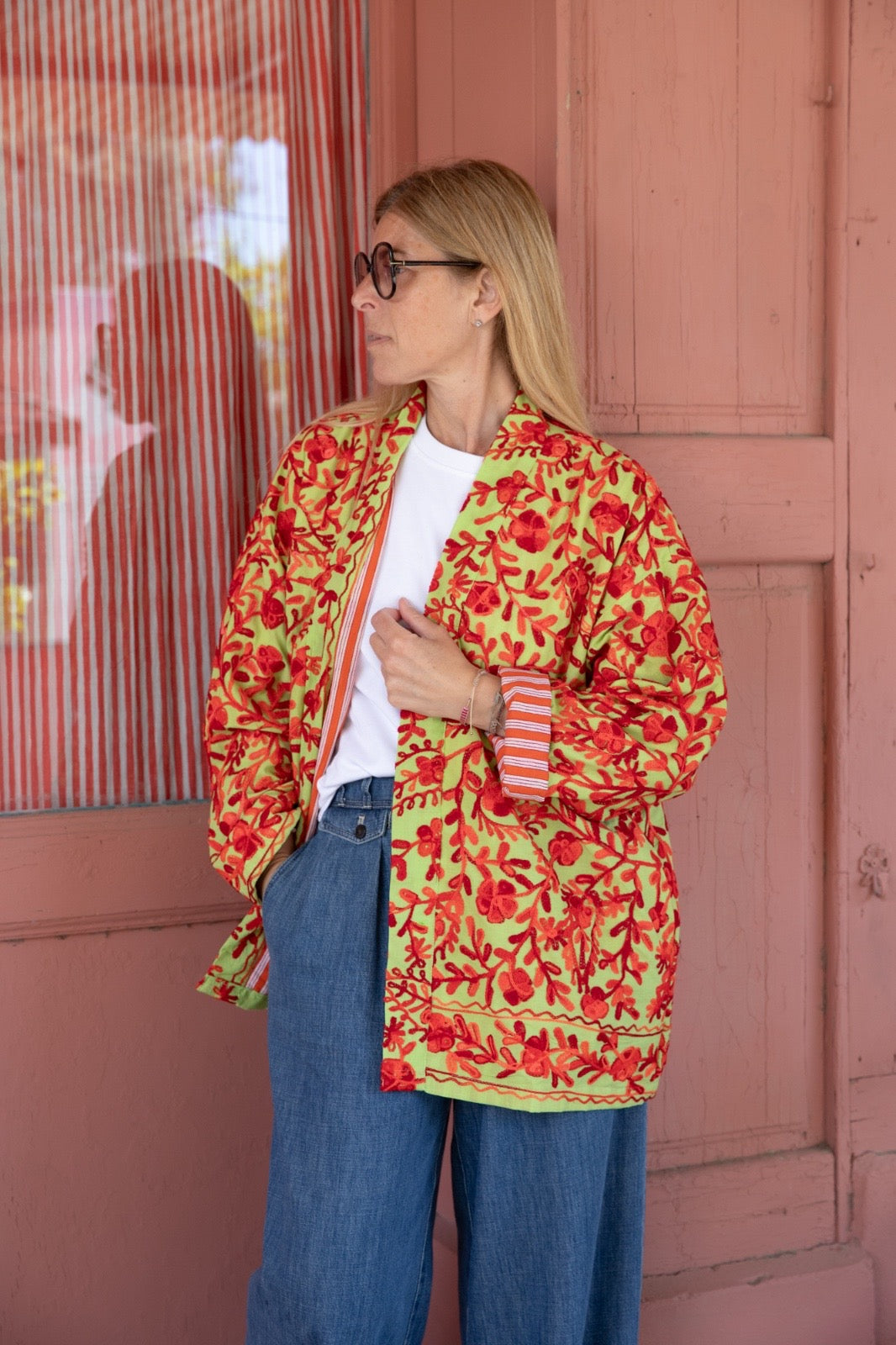 AMALIA SHORT GREEN KIMONO