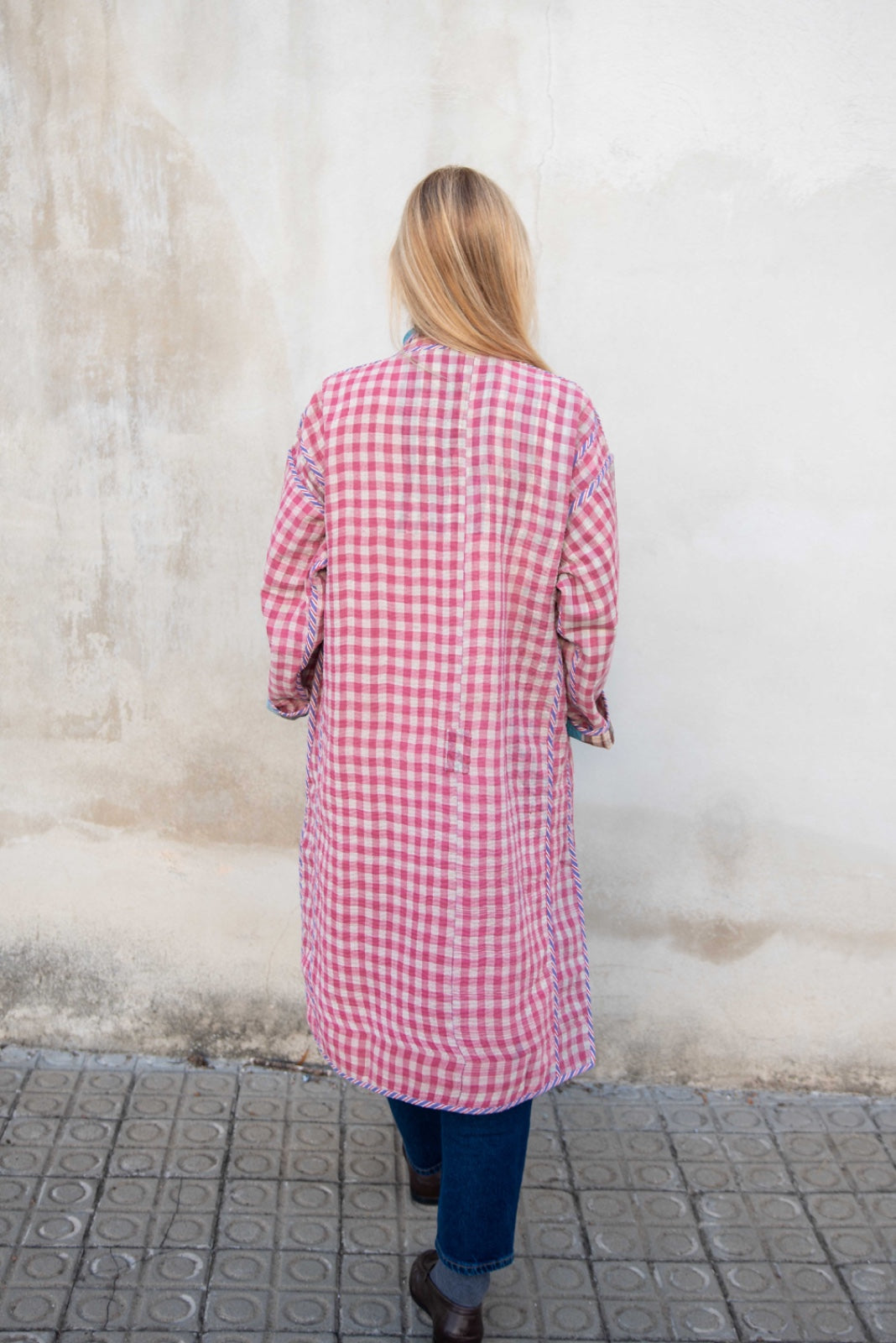 Reversible old kantha Kimono