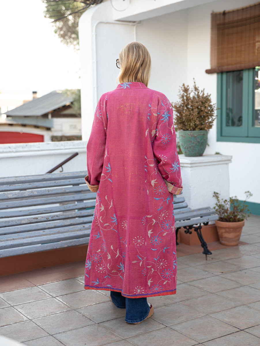 Reversible vintage kantha coat