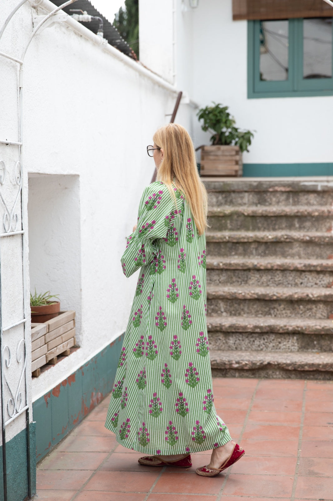 Pink city green dress