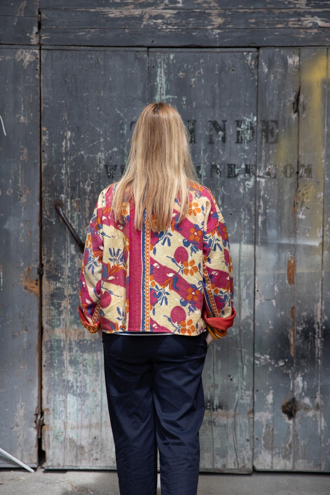 Old Kantha reversible short jacket