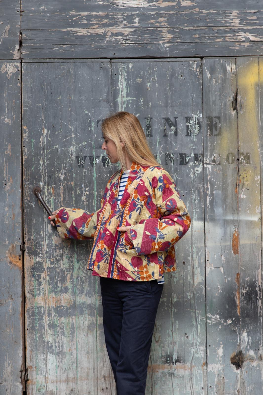 Old Kantha reversible short jacket