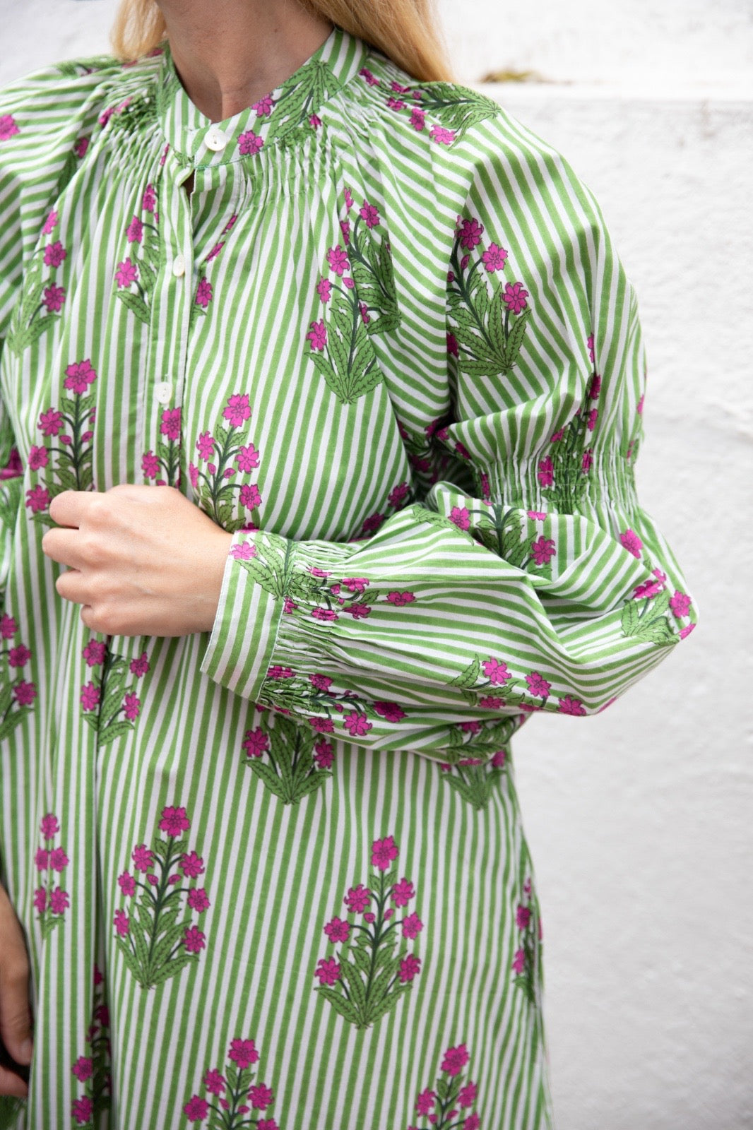 Pink city green dress