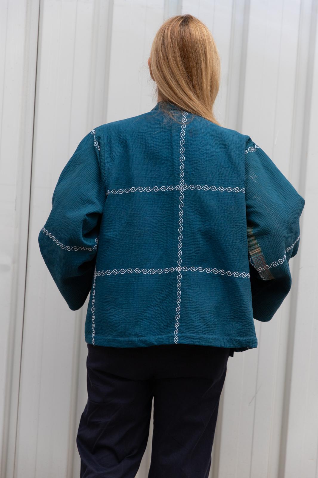 Old Kantha reversible short jacket