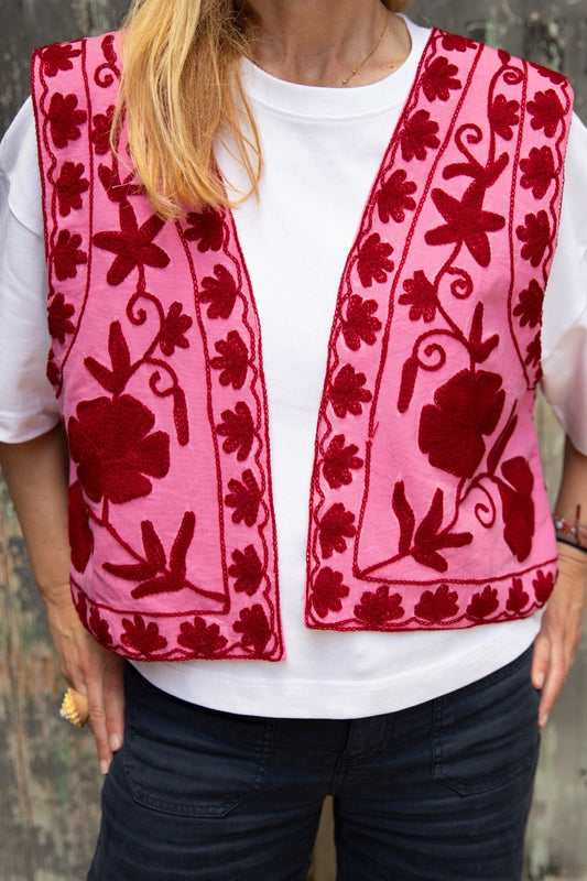 Pink Suzani vest