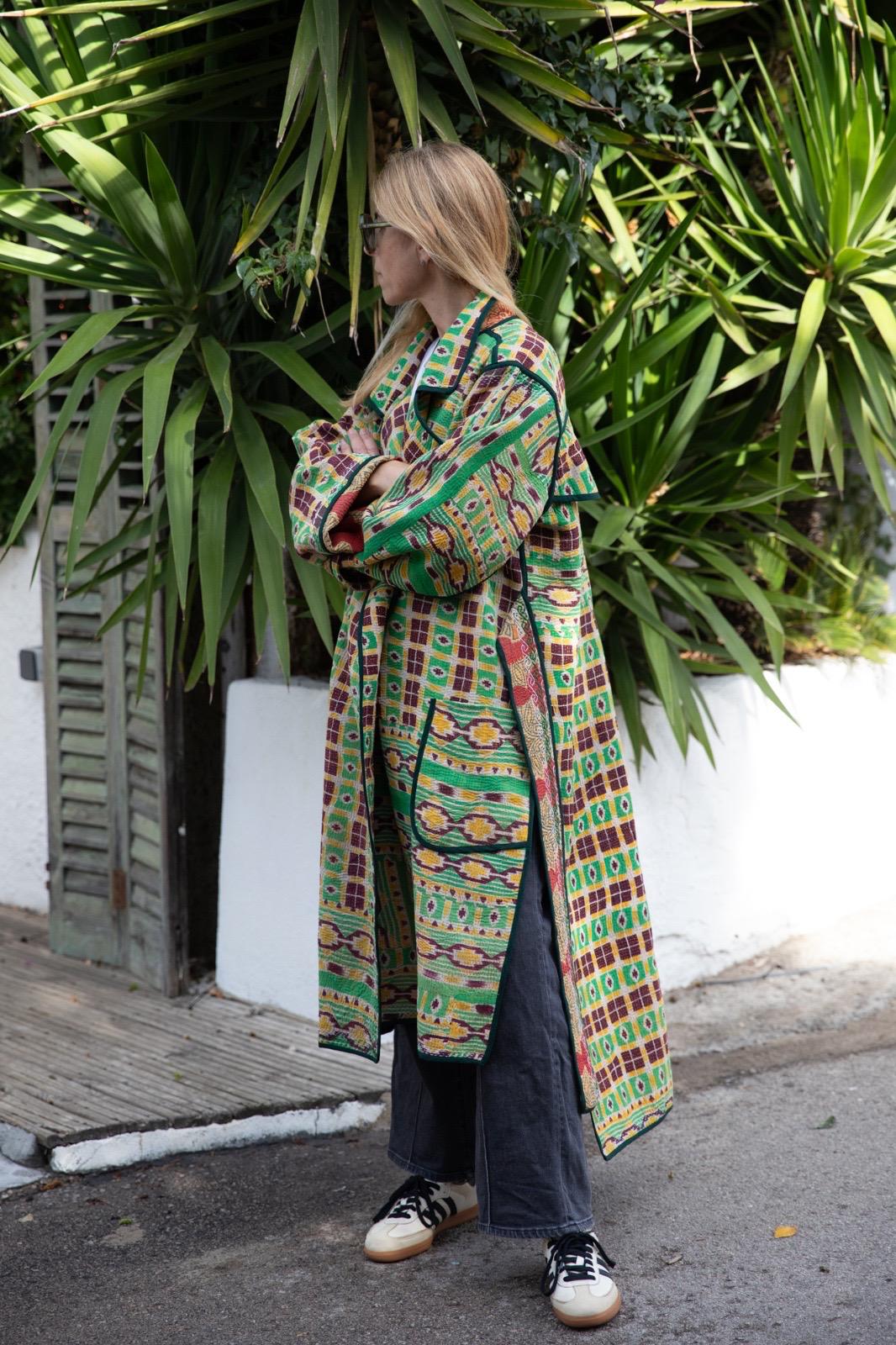 Old Kantha Trench Coat