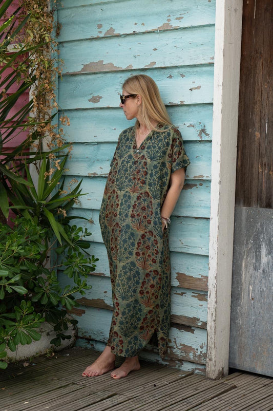 Silk Assam Kaftan Dress