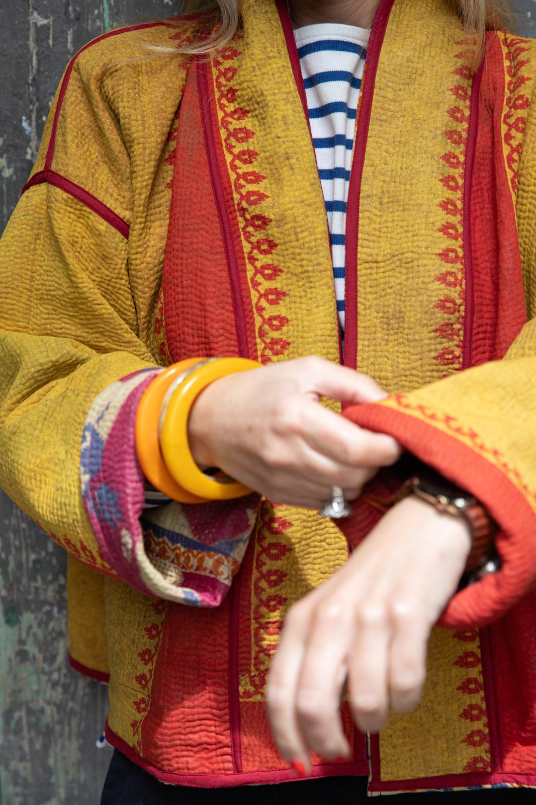 Old Kantha reversible short jacket