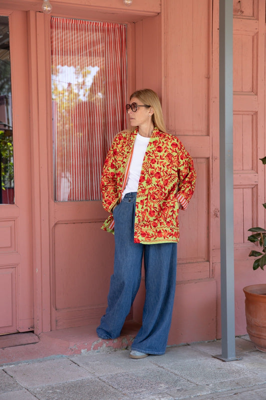 AMALIA SHORT GREEN KIMONO