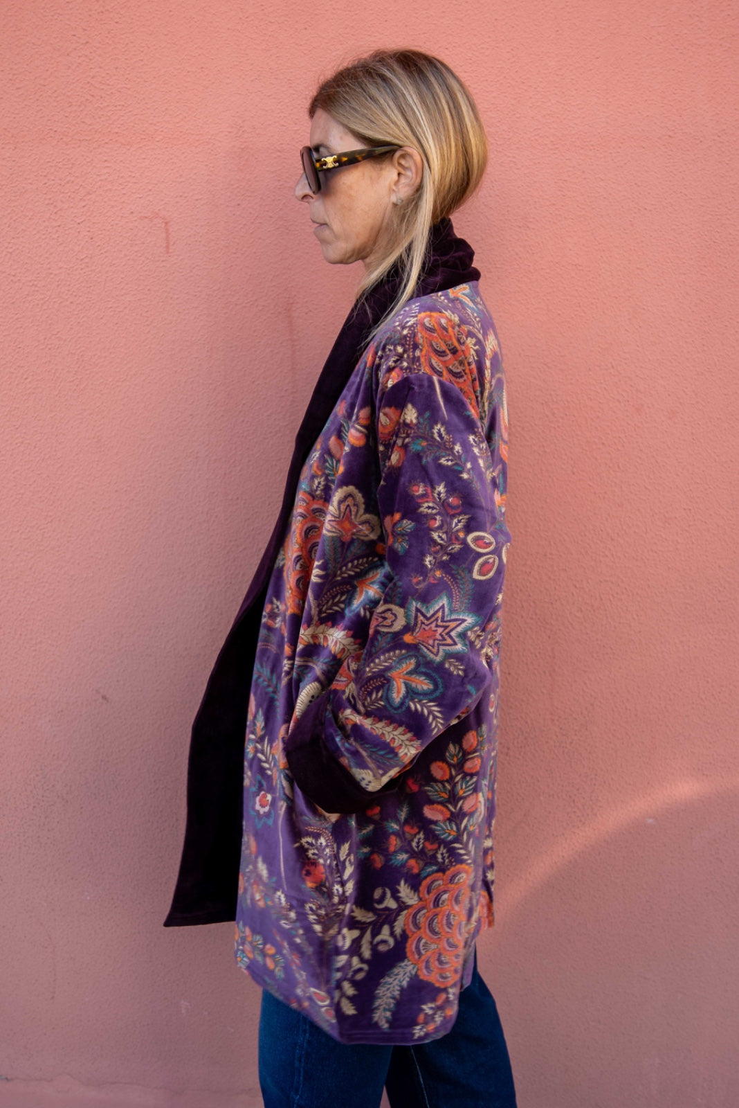 Short velvet kimono