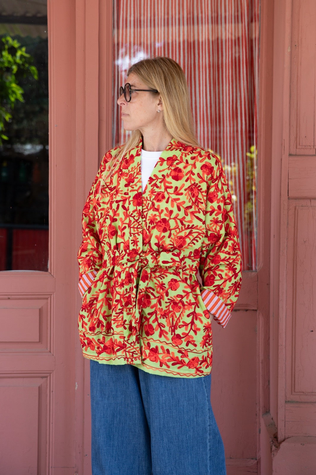 AMALIA SHORT GREEN KIMONO