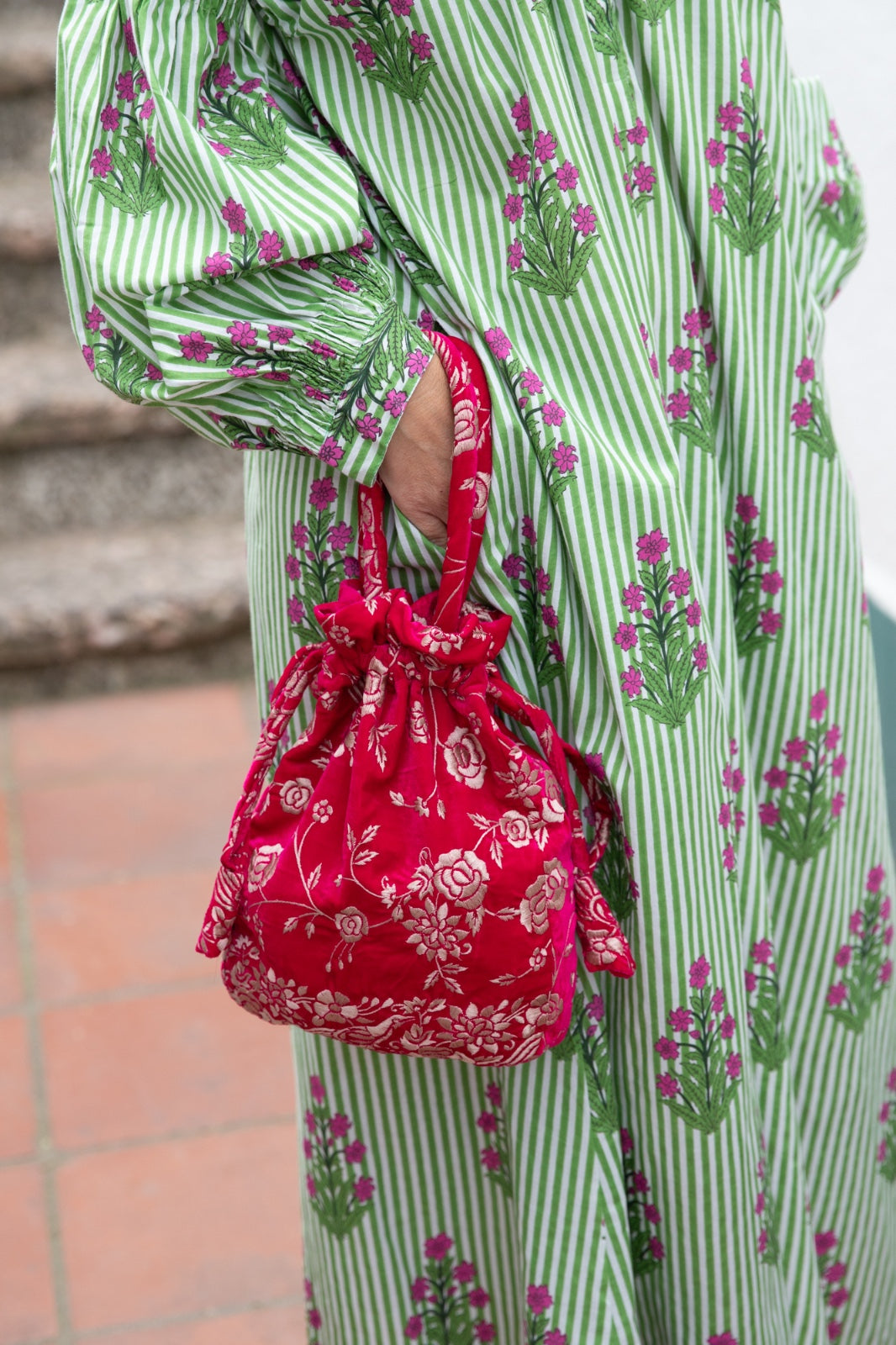 Pink city green dress