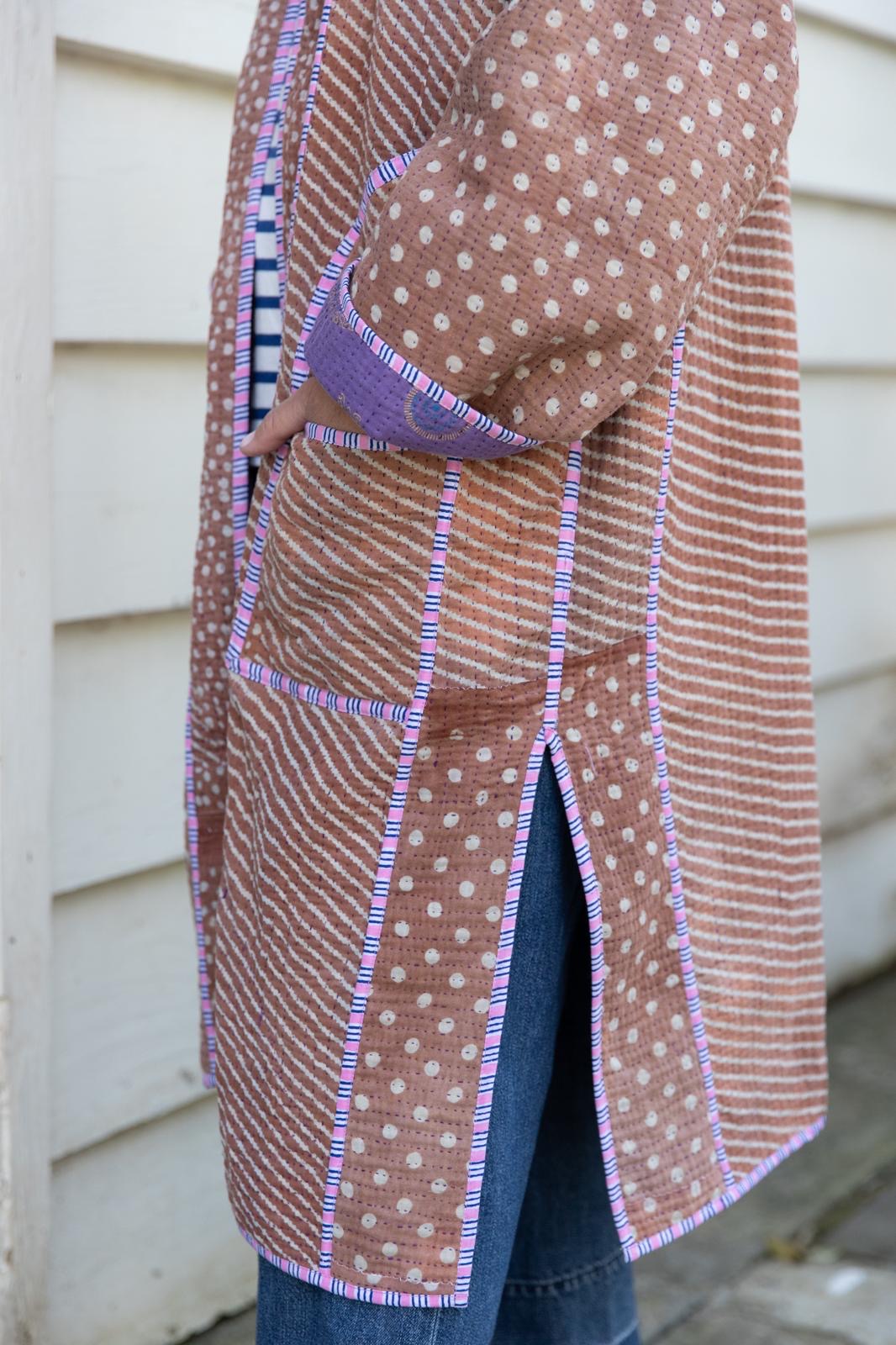 Reversible old kantha Kimono