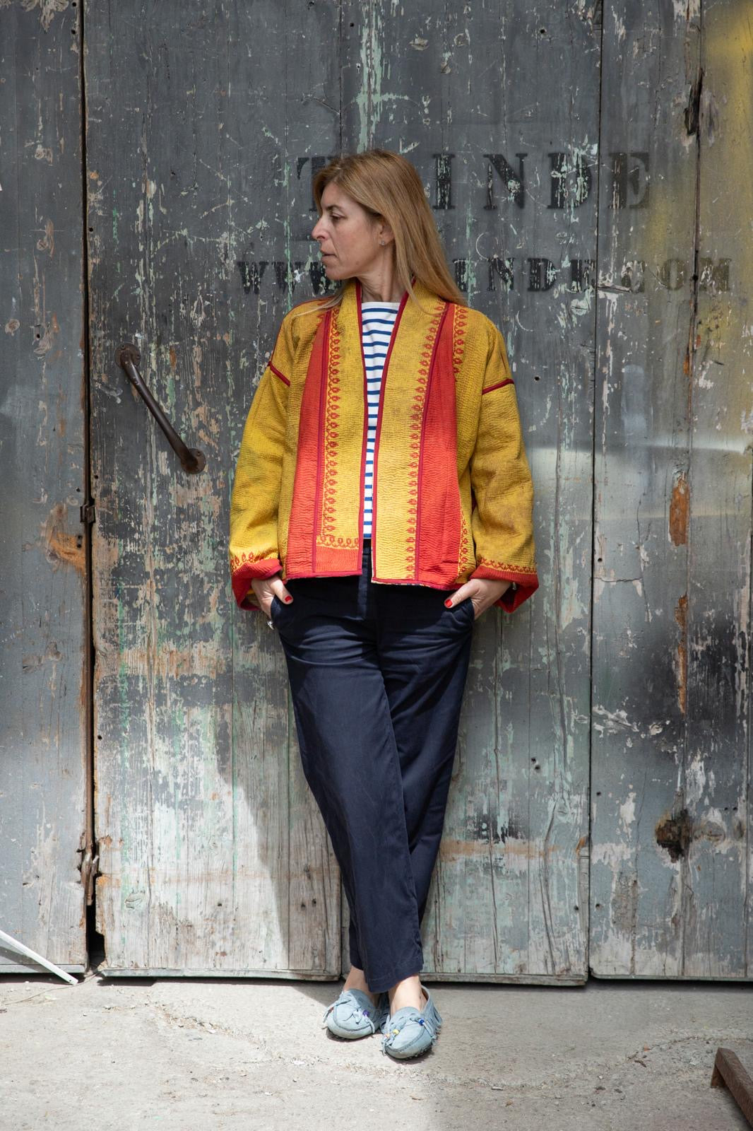 Old Kantha reversible short jacket