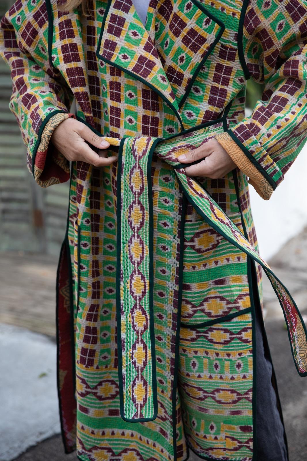 Old Kantha Trench Coat