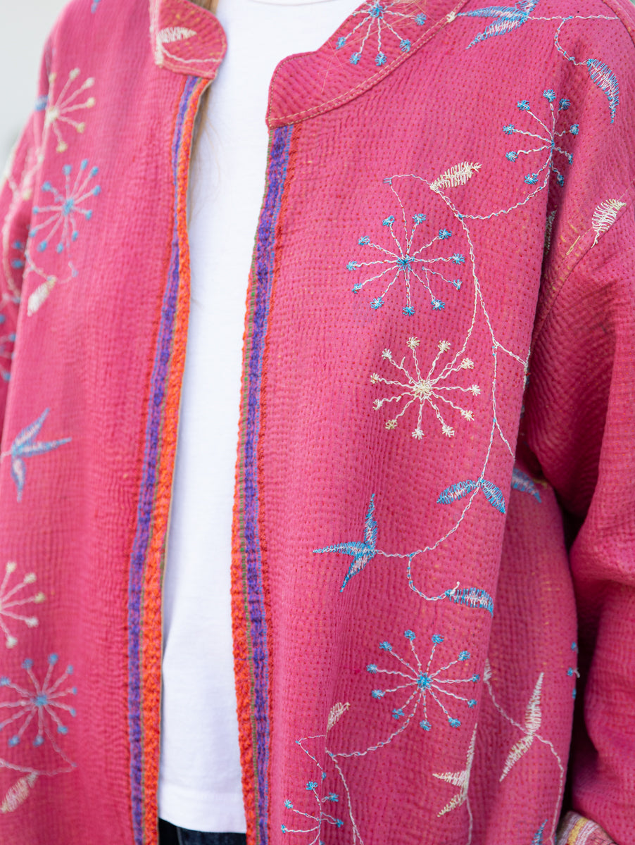 Reversible vintage kantha coat