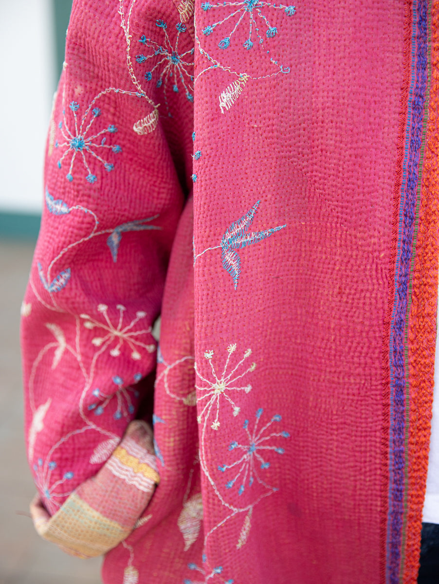 Reversible vintage kantha coat