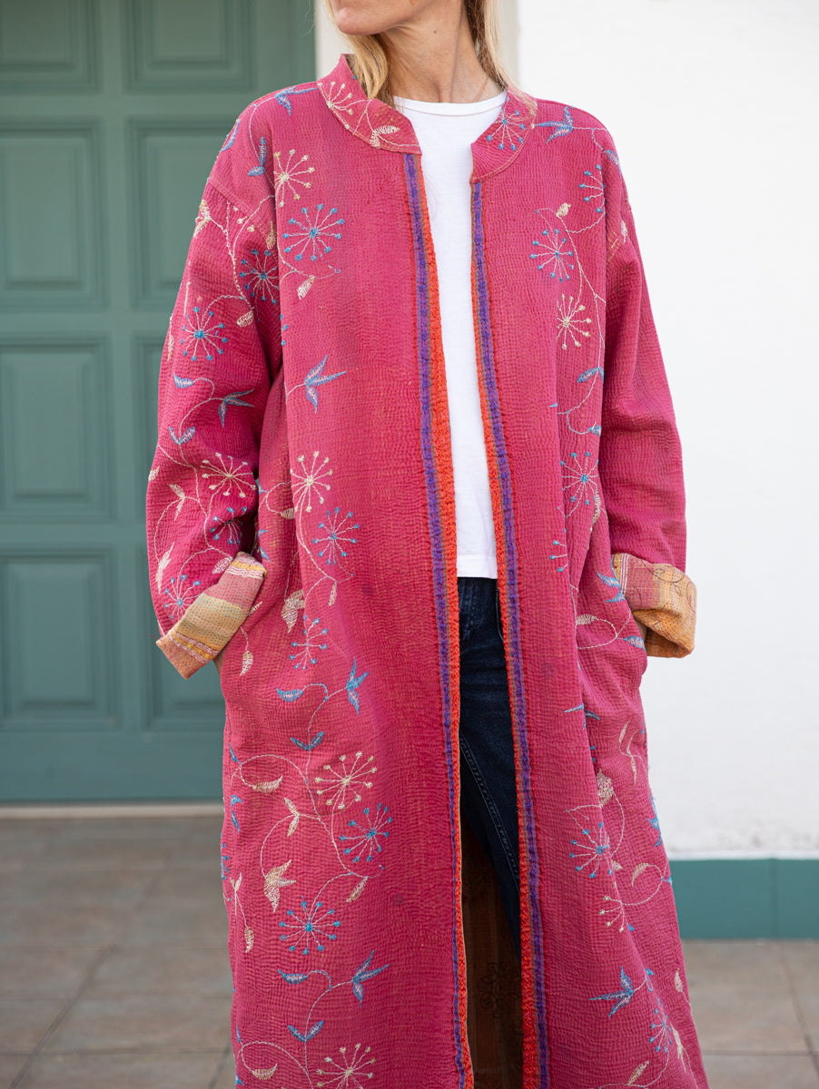 Reversible vintage kantha coat