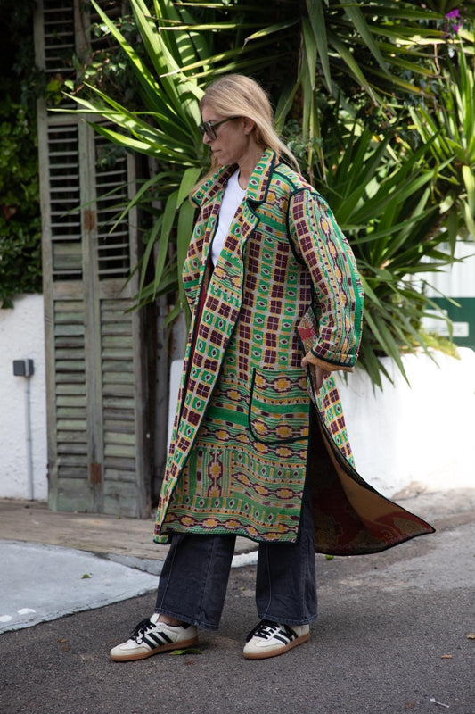 Old Kantha Trench Coat