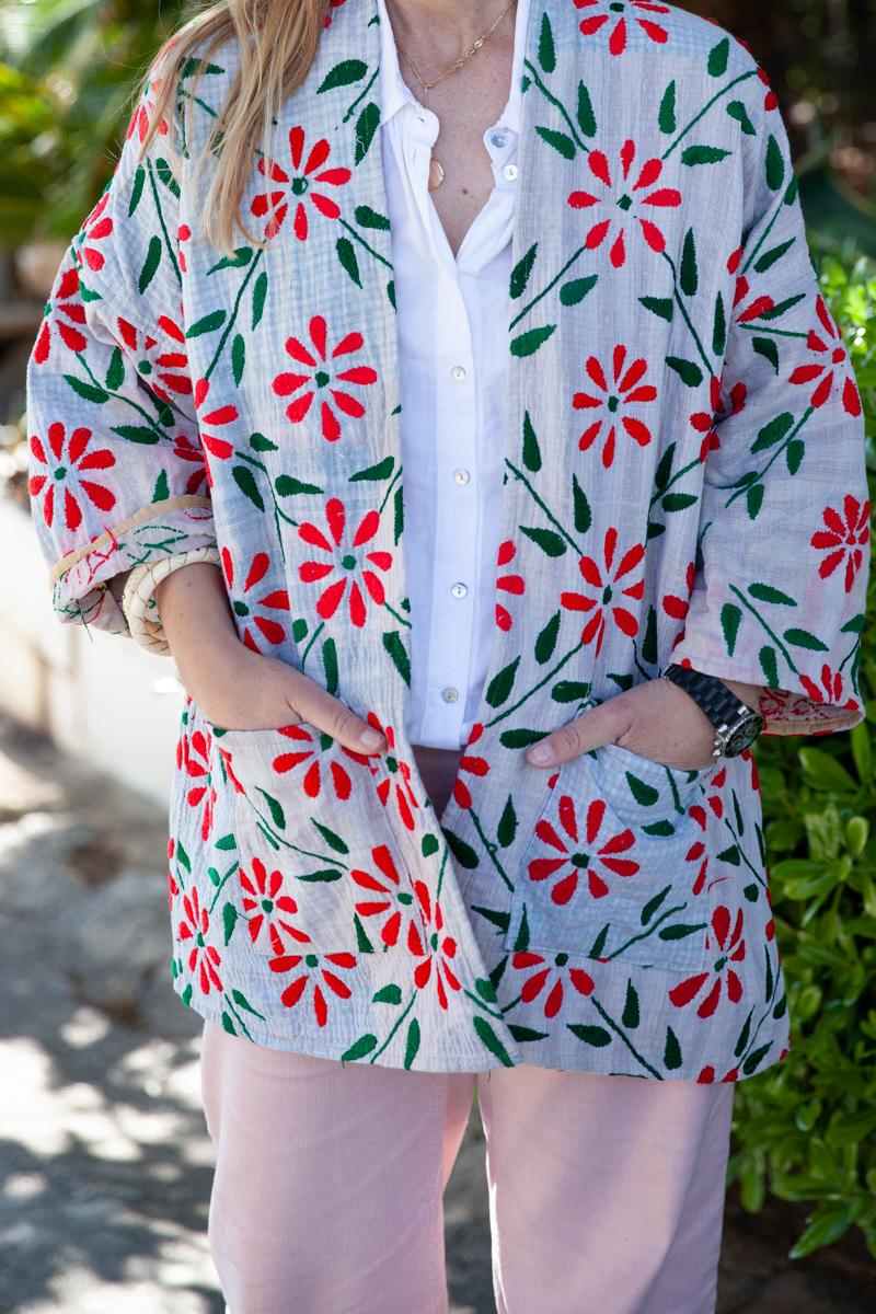 Old Kantha Embroidered Kimono