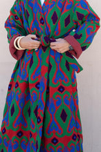 Load image into Gallery viewer, Red Capri cotton embroidered ikat kimono
